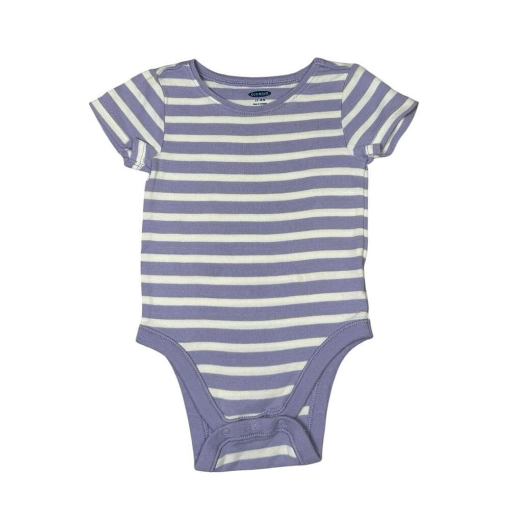 Old Navy Bodysuit Girls Purple White 12-18 Months